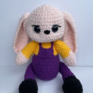 Crochet Bunny Plush Toy Handmade Pink Stuffed Toy